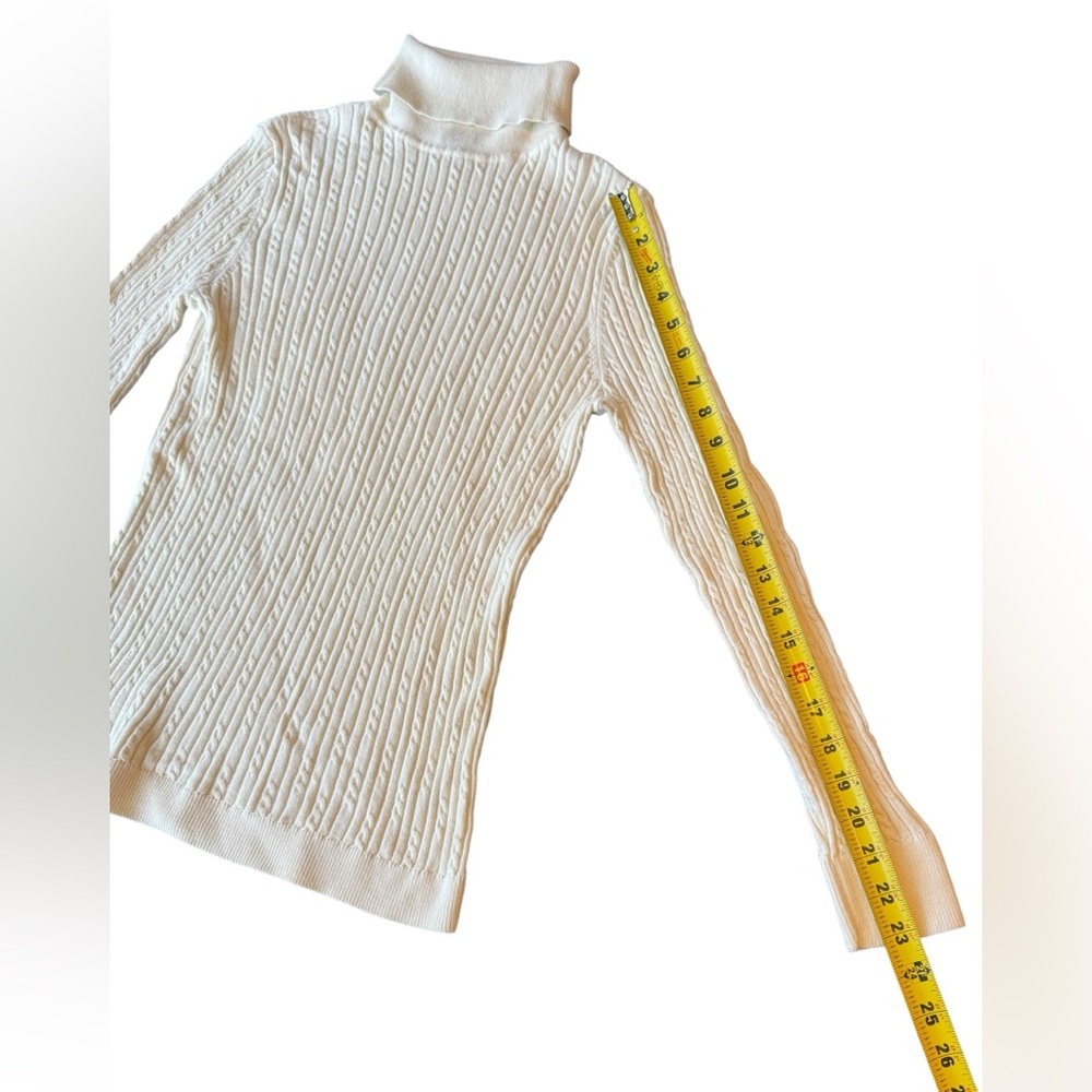 Talbots Cream Cable Knit Turtleneck Sweater Women’s Medium - Picture 6 of 8